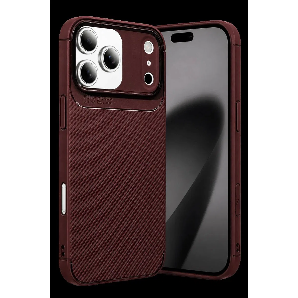 Apple İphone 17 Pro Max Auto Focus Karbon Kapak - Bordo