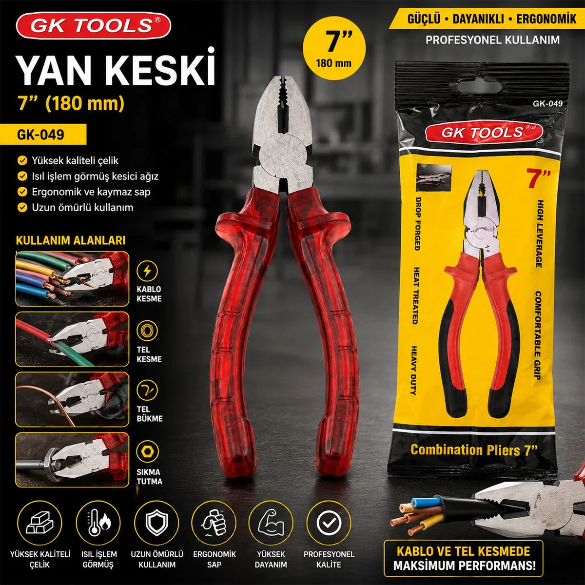 Saplı Yan Keski 180 mm görsel 3