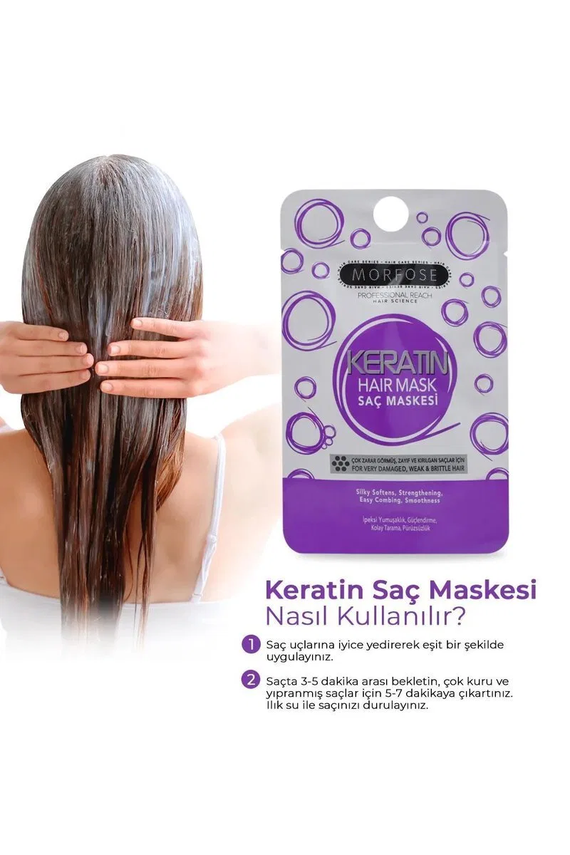 Keratin Saç Maskesi 25 ML (24 ADET) - Yıpranmış Saçlar İçin - mrfs görsel 3