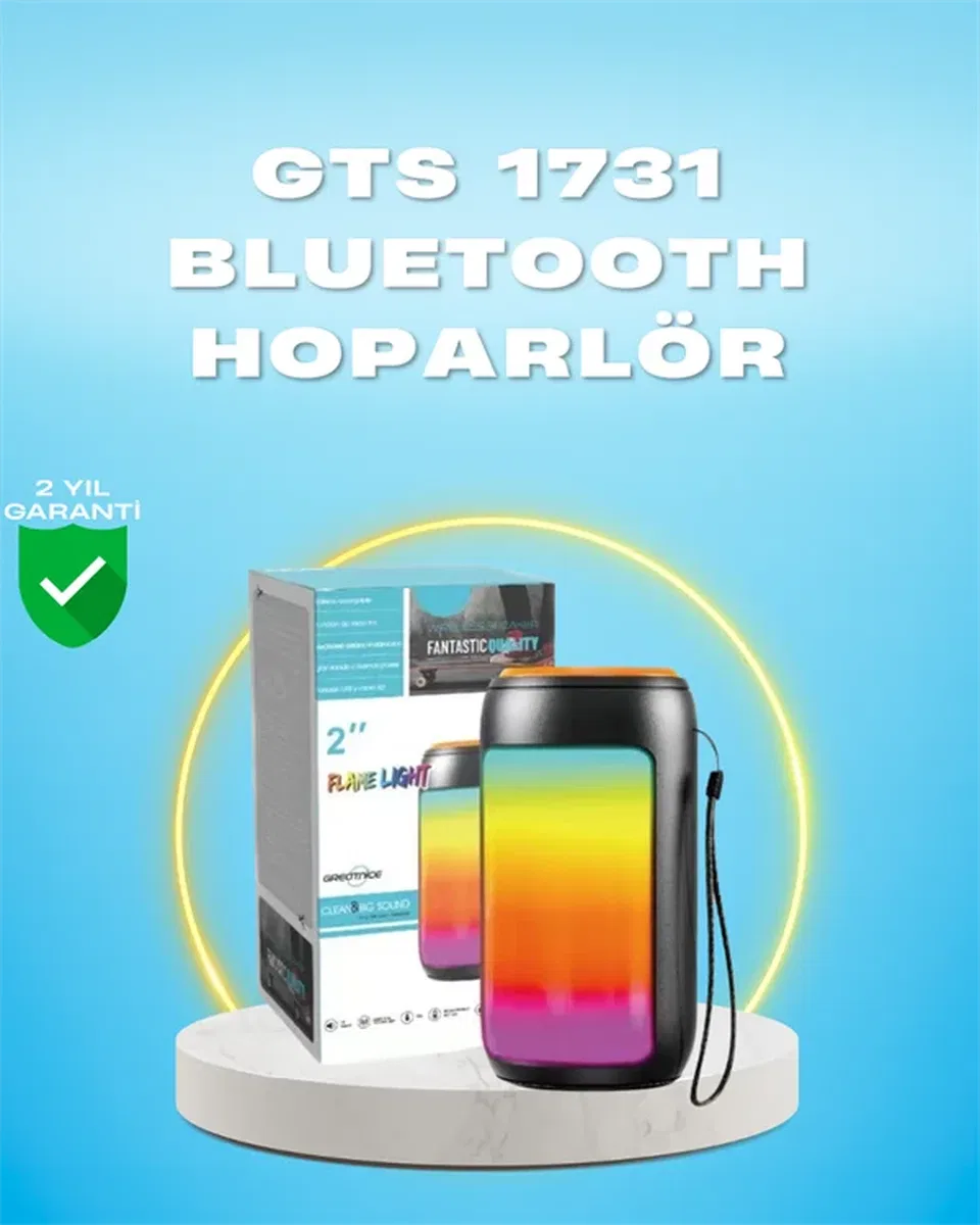GTS 1731 Bluetooth Hoparlör – Şarjlı, LED Işıklı, FM Radyo Destekli