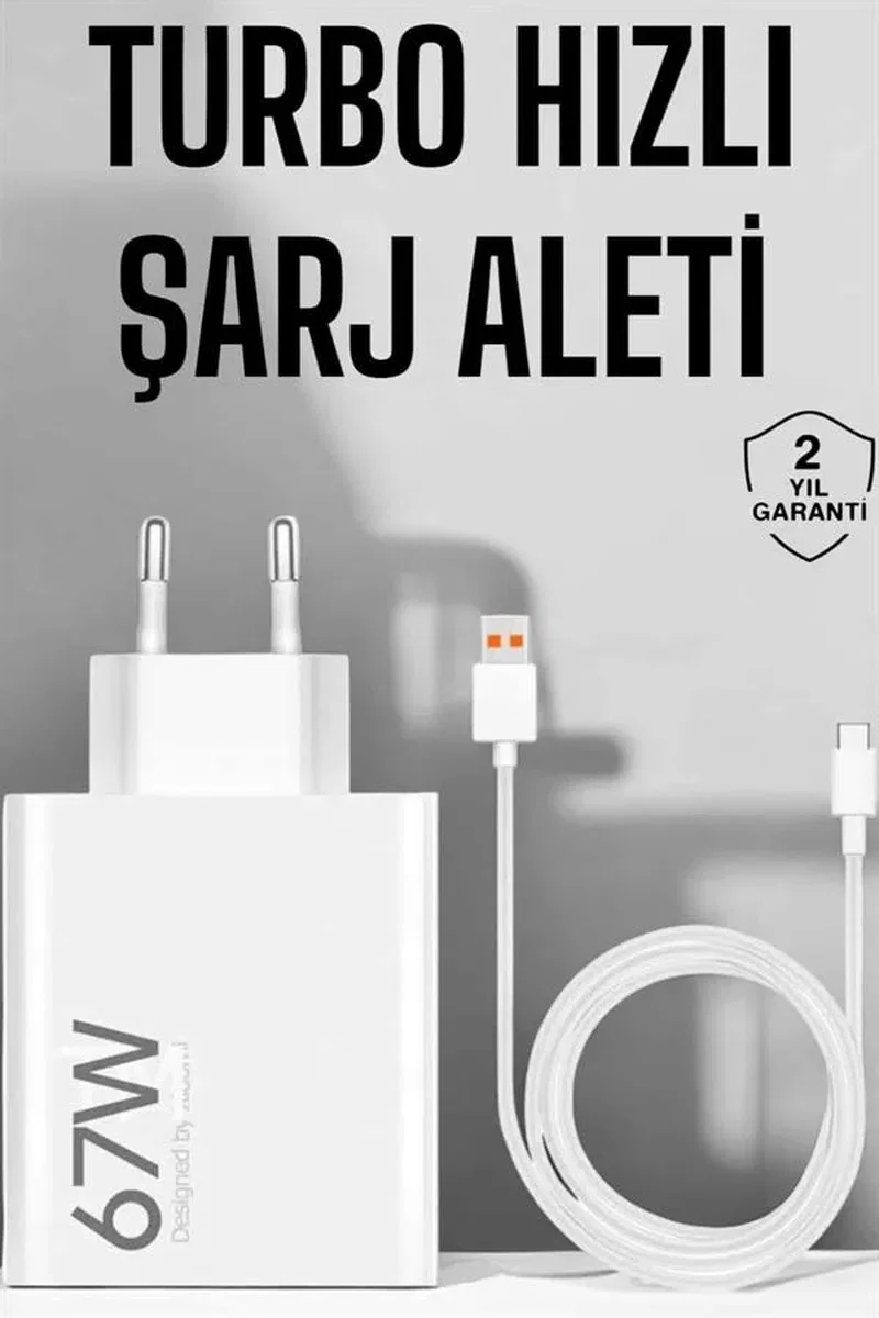 Şarj Aleti 67W Hızlı Şarj Turbo Type-C Uyumlu Şarj Adaptörü Kablosu görsel 2