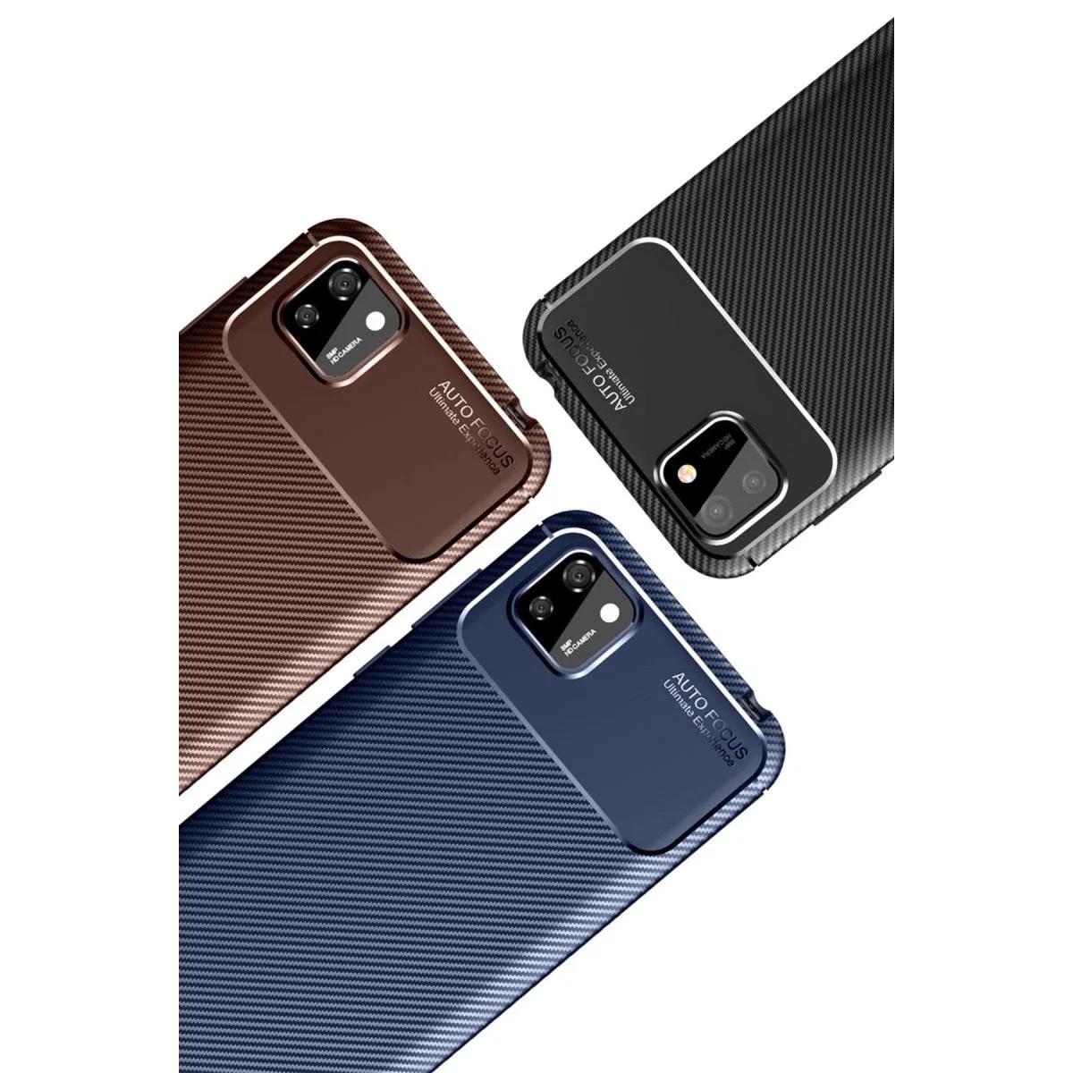 Huawei Y5p Kılıf Auto Focus Karbon Kapak - Kahverengi görsel 3