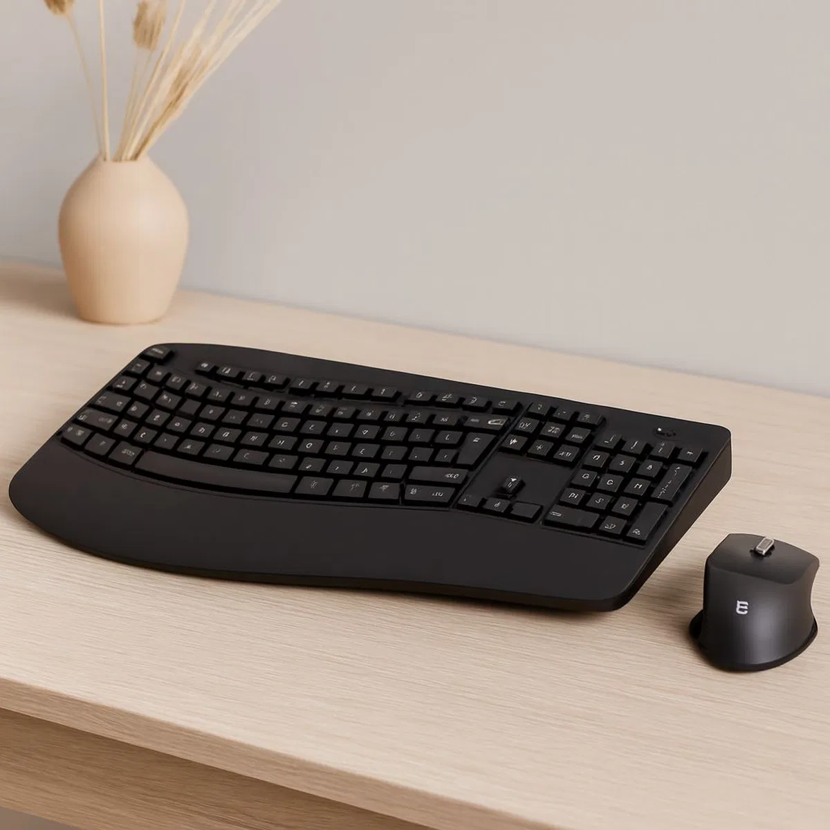 Kablosuz Klavye Mouse Seti - Ergonomik Bilek Destekli