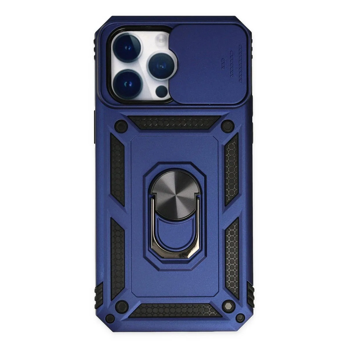 Apple İphone 14 Pro Kılıf Pars Lens Yüzüklü Silikon - Lacivert