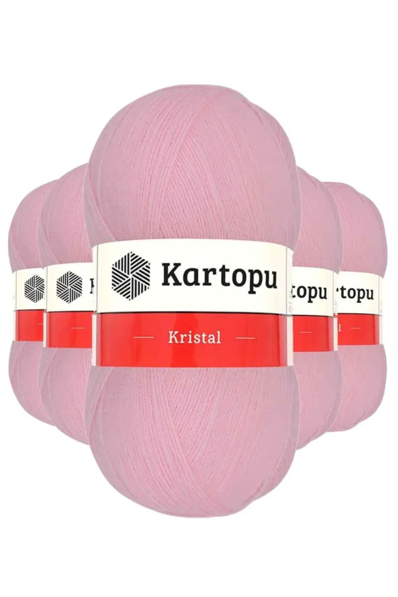 5 Adet Kristal Çift Katlı El Örgü Lif İpi Bebe Pembe K788 - kartopu mudanis