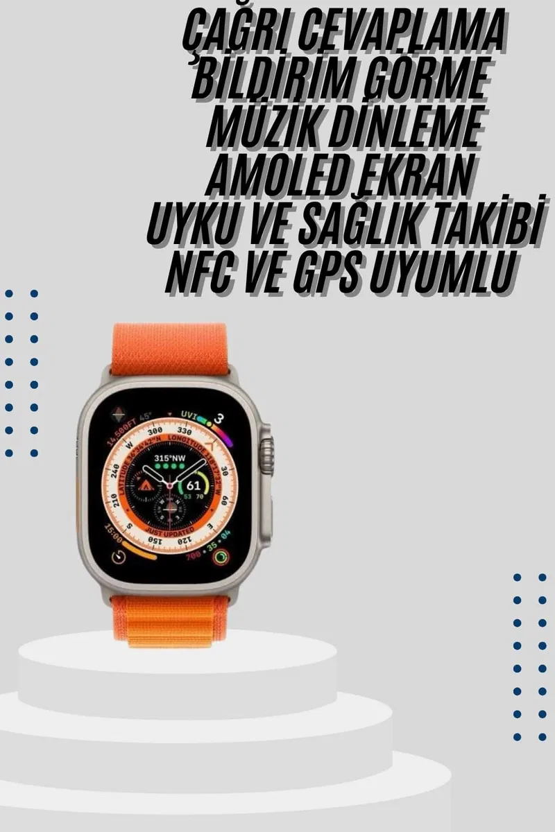 Akıllı Saat Bleutooth Bağlantılı Akıllı Saat Amoled Ekran 49 MM görsel 2