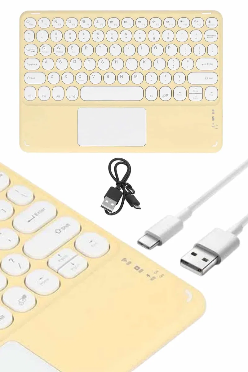 Android ve İOS Uyumlu Bluetooth Klavye Touchpad Slim Kablosuz Wifi Q Klavye görsel 3