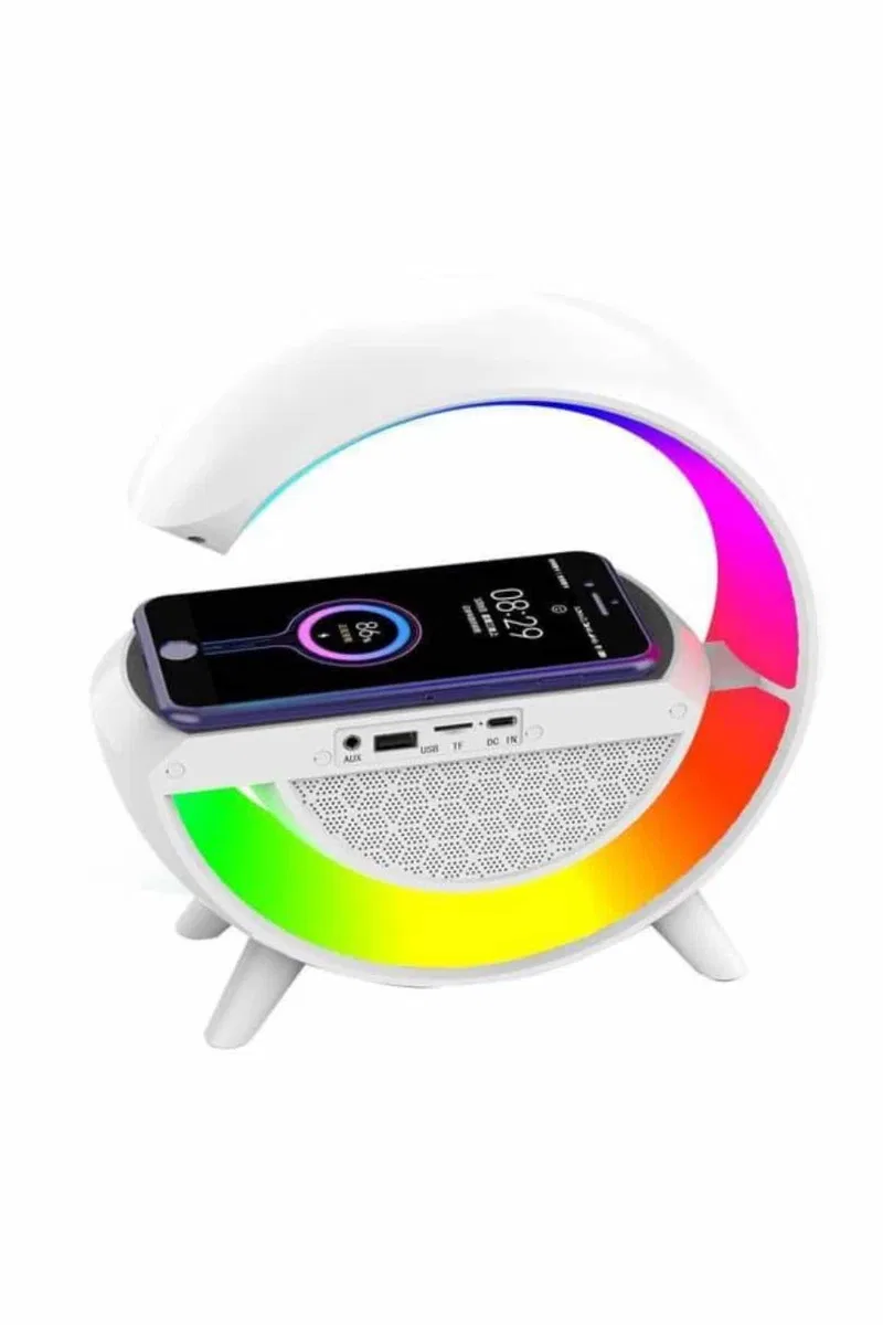 Bluetooth Hoparlör G Şekli Atmosfer Akıllı Rgb Lamba Wireless Kablosuz Şarj görsel 2