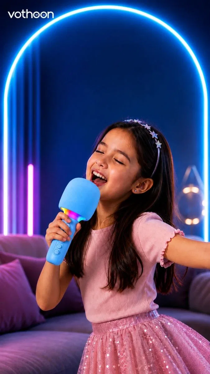 Çocuk Ve Yetişkin Karaoke Mikrofonu Kablosuz Rgb Ambiyans Işığı Ses Değiştirme Modlu Hoparlör görsel 4