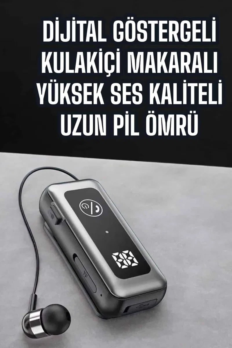 Kablolu Makaralı Bluetooth Kulaklık Uzun Pil Ömrü Dijital Göstergeli görsel 5