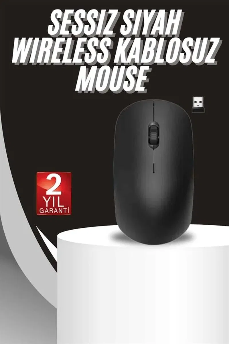 Ergonomik Tasarım Kablosuz Siyah Mouse Hassas Uzun Ömürlü görsel 2
