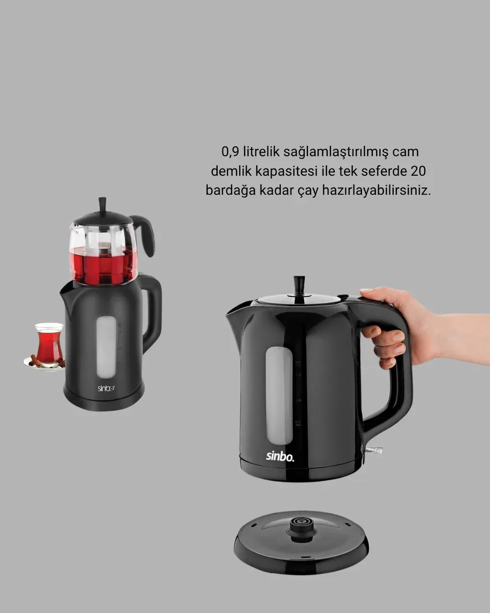 Çaycı Cam Demlikli 1800W Güçlü ve Sıcak Tutmalı Elektrikli Çay Makinesi görsel 2