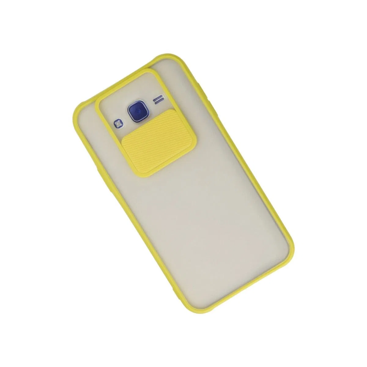 Samsung Galaxy J7 Kılıf Palm Buzlu Kamera Sürgülü Silikon - Sarı görsel 3