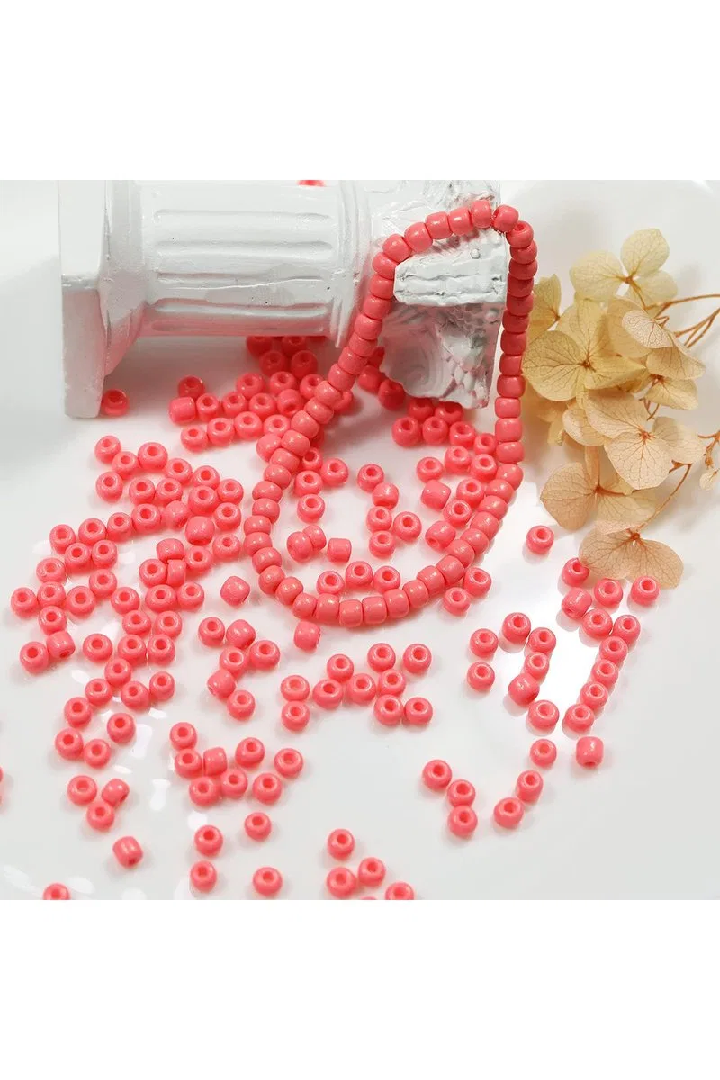 Pembe Renk 4 mm Yaklaşık 1100 adet / 100 gram Cam Boncuk Oya Yazma Bileklik ve Kolye görsel 3