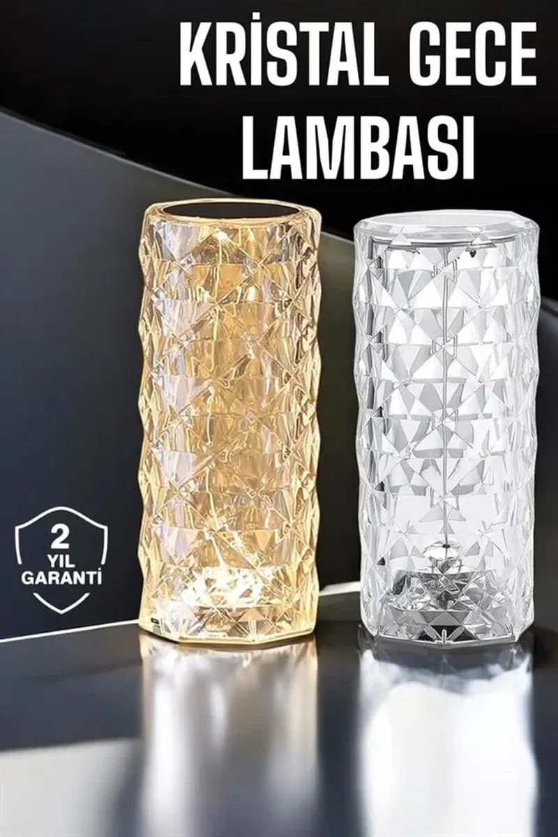 Gece Lambası Kristal Lamba Dokunmatik Şarjlı Hediyelik görsel 2
