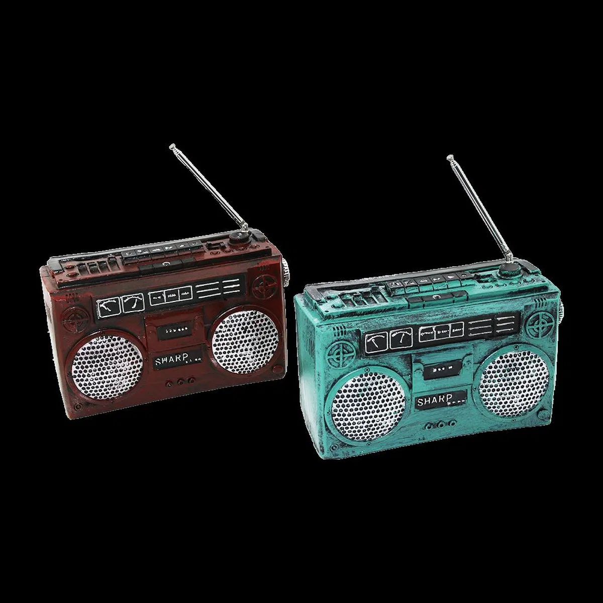 Vintage Radyo Dekoratif Reçine Kumbara 17x17x5. 5 cm görsel 3
