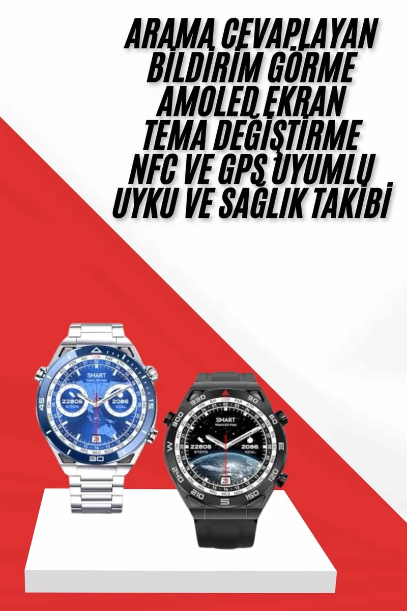 Akıllı Saat 1. 62 İnç Ultimate Nabız Sensörlü Sesli Görüşme Yapabilen Yeni Nesil görsel 2