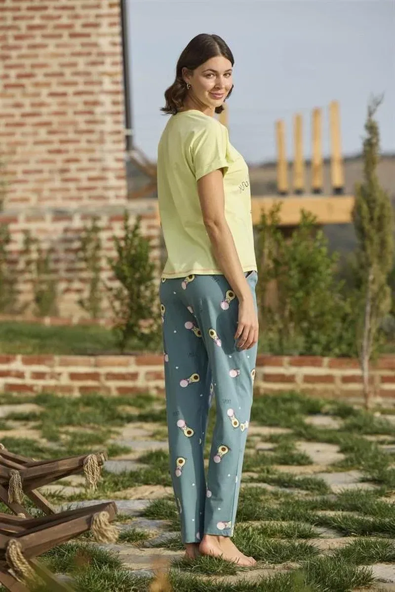 Desenli ve Baskılı "Yoga Sport" Pijama Takımı görsel 5