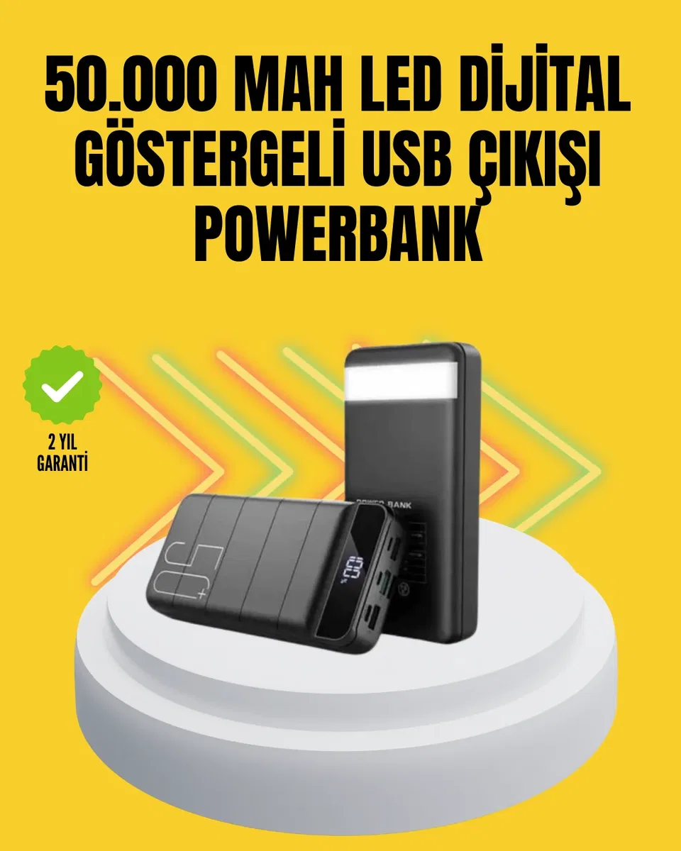 Profesyonel 50. 000 mAh Powerbank – Aynı Anda Birden Fazla Cihaz Şarj Eden, Dayanıklı ve Güvenli Taşınabilir Şarj Cihazı