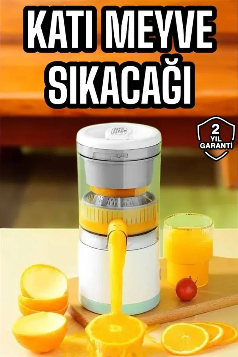 Katı Meyve Sıkacağı Taşınabilir USB Şarjlı Pratik Paslanmaz Çelik Bıçaklı görsel 2