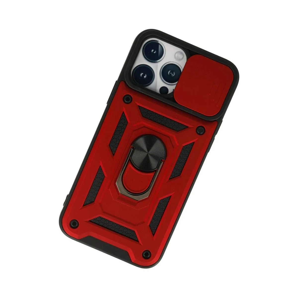 Apple İphone 13 Pro Kılıf Pars Lens Yüzüklü Silikon - Kırmızı görsel 3