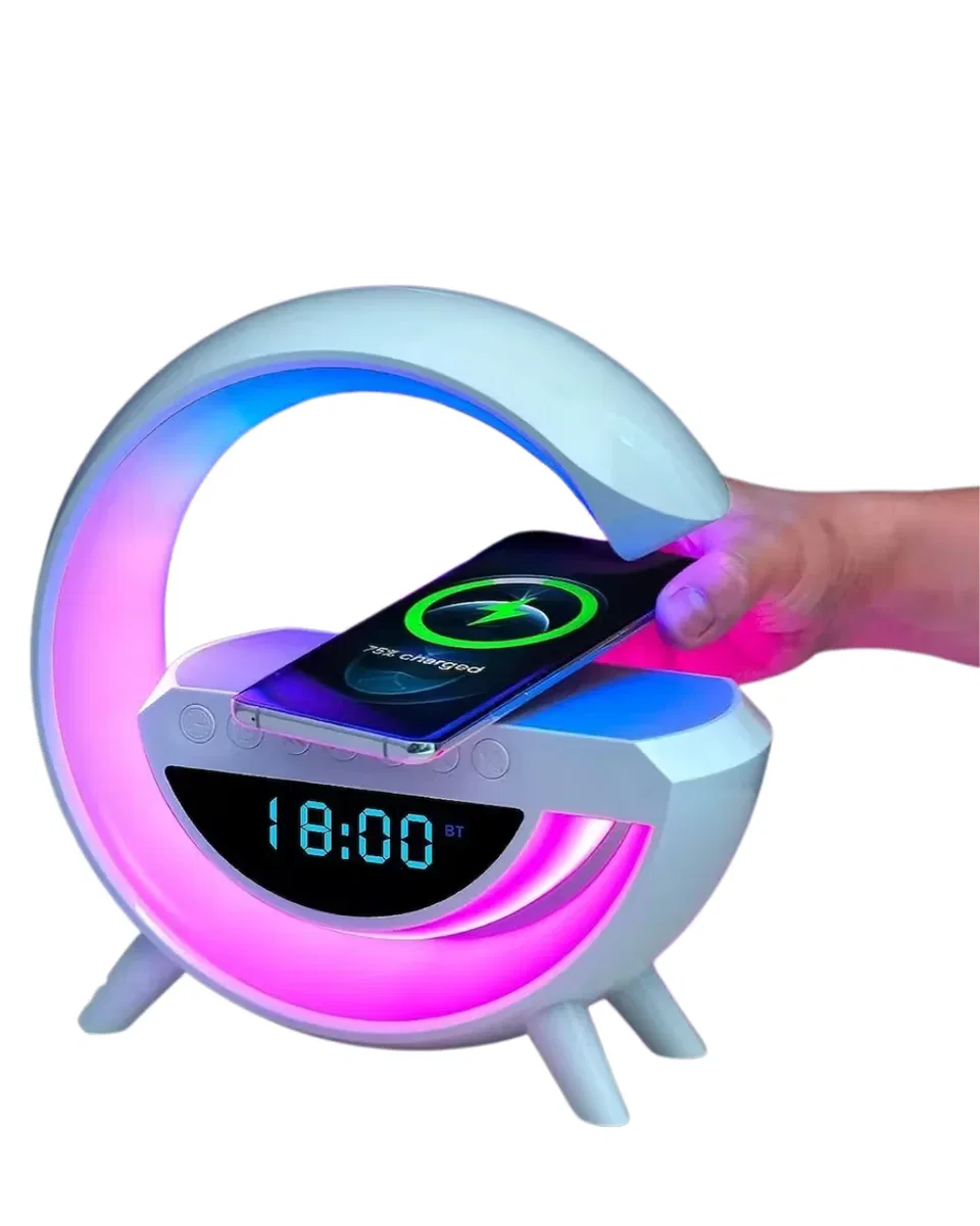 Çok Fonksiyonlu Kablosuz Şarjlı Saat Hoparlör RGB Işık ve Alarm Özellikli görsel 5