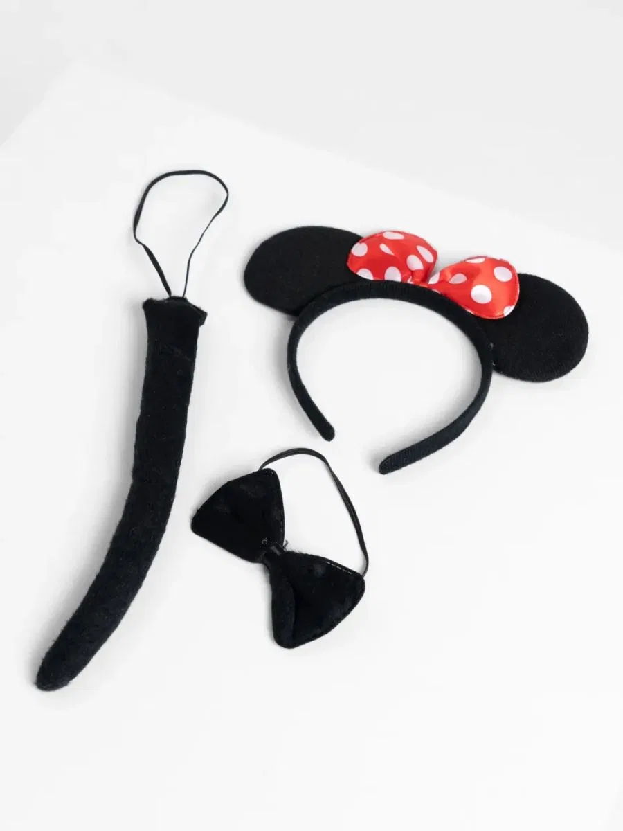 Minnie Mouse Kostüm Seti Taç Kuyruk Papyon Gösteri Seti görsel 2