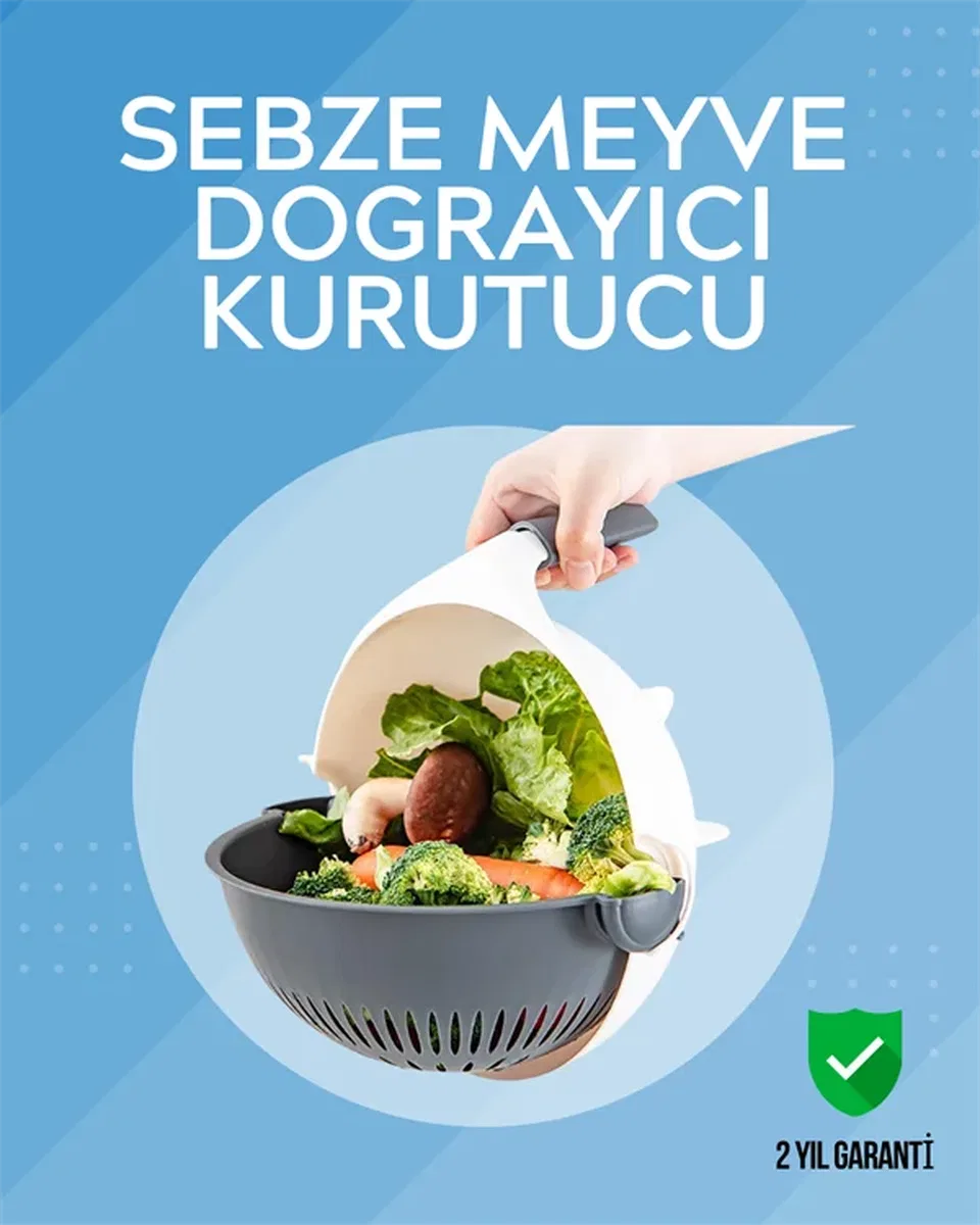 Süzgeçli Hazneye Sahip Çok Amaçlı Rende ve Dilimleyici
