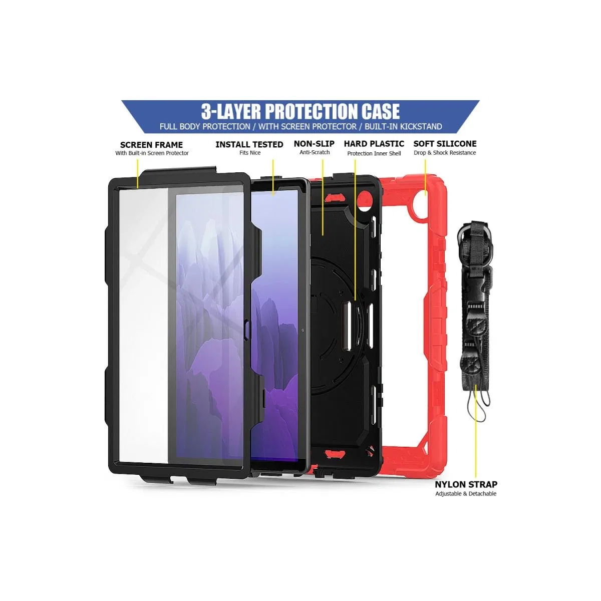 Samsung Galaxy T500 Tab A7 10. 4 Kılıf Pars Tablet Kapak - Kırmızı görsel 5