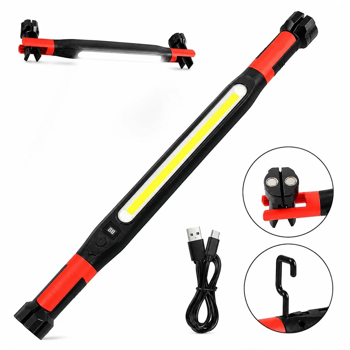 Şarjlı Mıknatıslı LED Çalışma Lambası (Type-C, 360° Döner, 52. 5 cm) görsel 3
