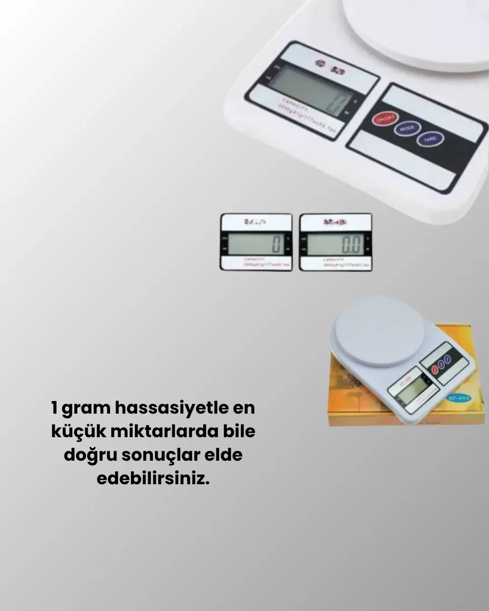 Beyaz Plastik Dijital Mutfak Tartısı – 24x16. 8x1. 5cm görsel 2