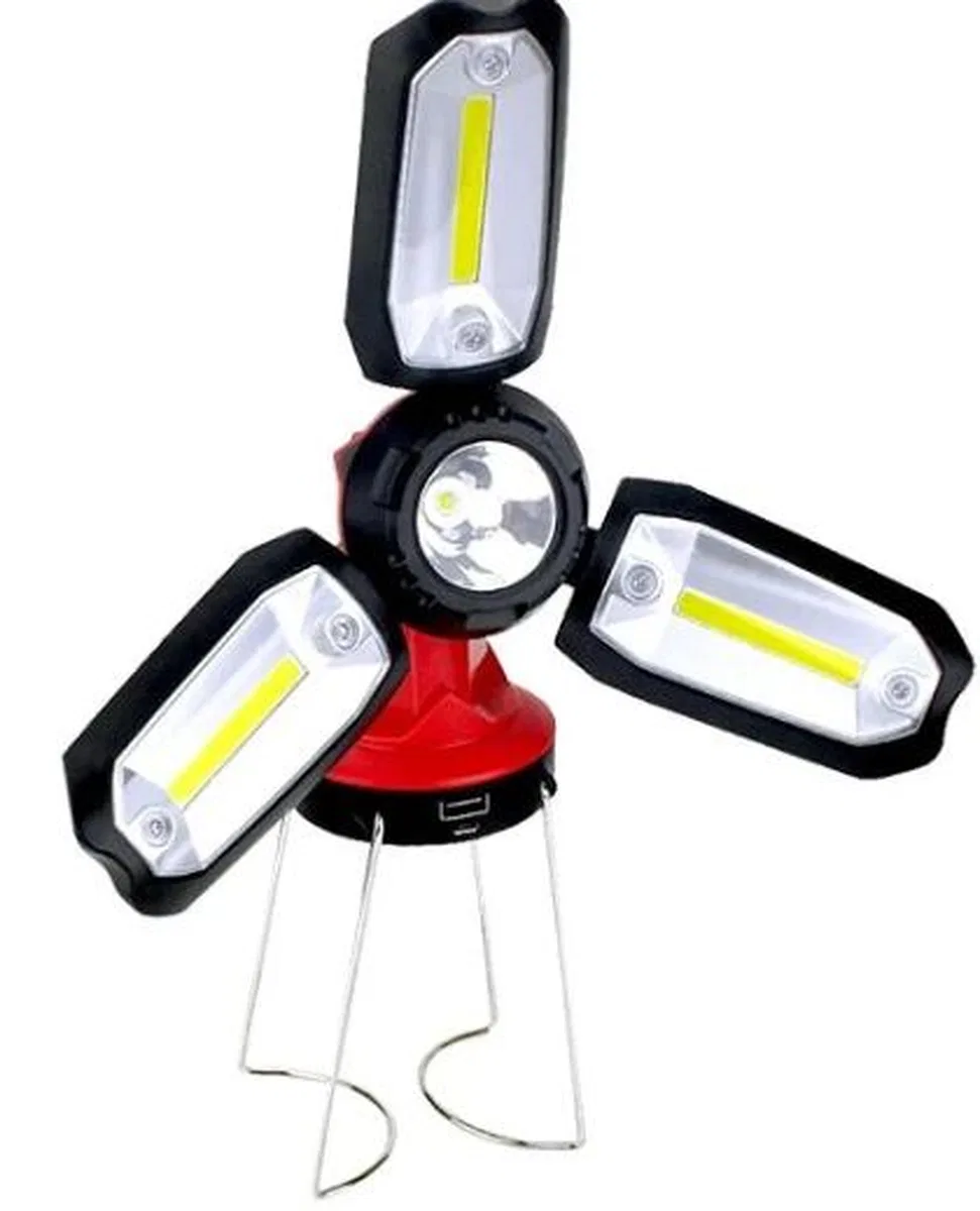 P-8801 Şarjlı Katlanabilir 3xcob Led+ 3w Led Çok Fonksiyonlu Kamp Feneri görsel 2
