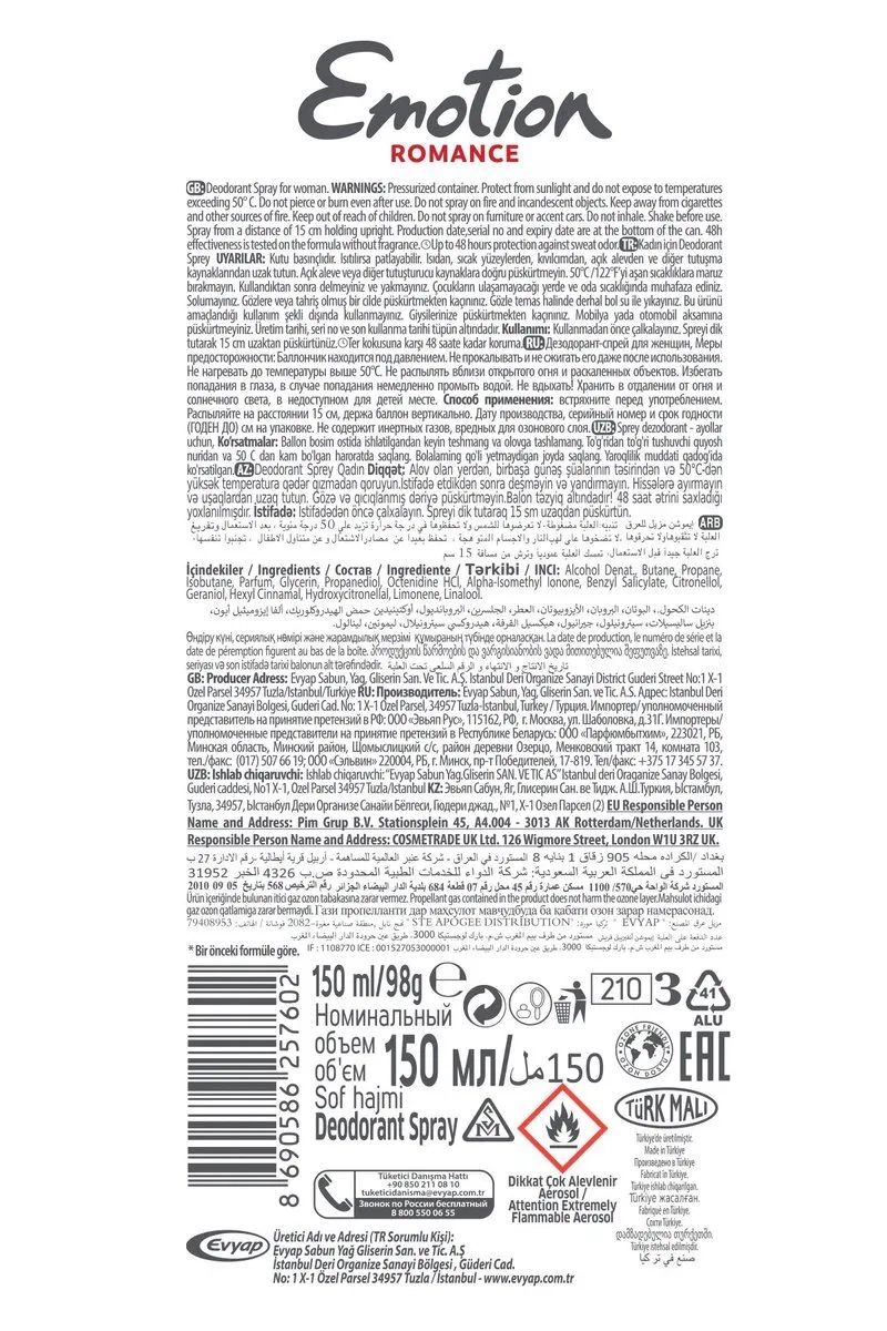 Emotion Romance Kadın Vegan Deodorant 150 Ml Hızlı Kurur, Leke Bırakmaz görsel 7