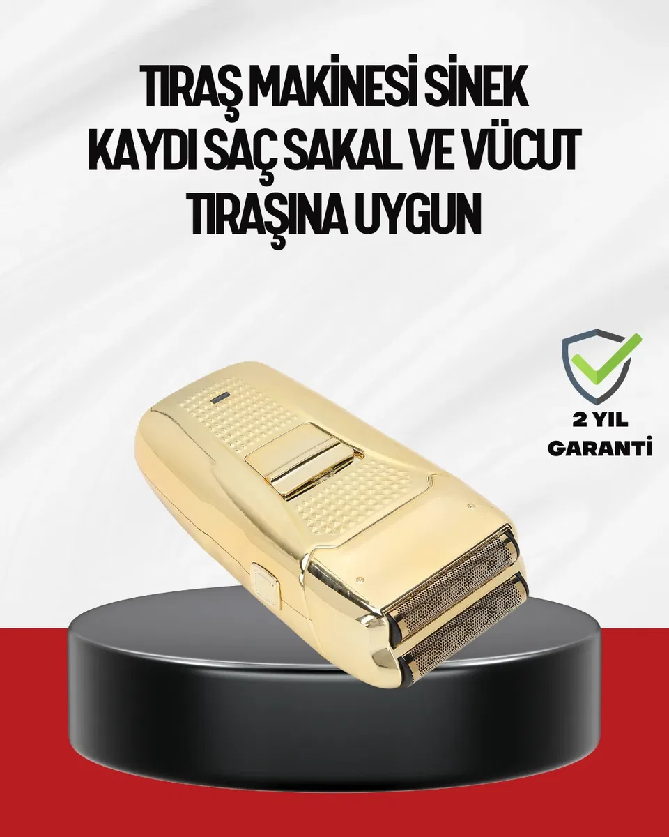 Altın Kaplama Kablolu Erkek Tıraş Makinesi Favori Aparatlı