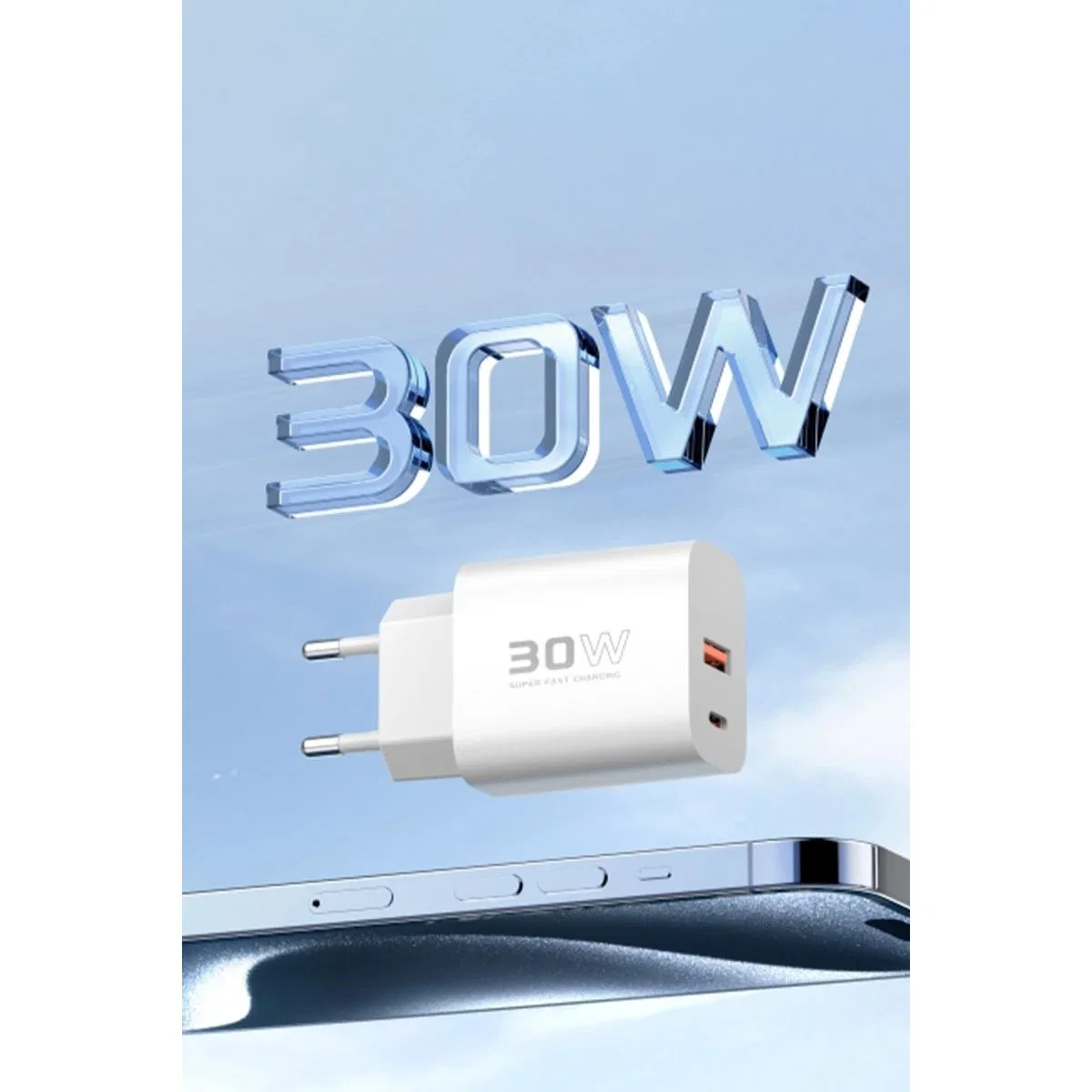 C89Q 1 Adet 30w Type-c Ve 1 Adet 22. 5w Usb Çıkışlı Ekstra Dl48 1m Usb To Lightning Kablolu Pd Şarj Cihazı - Beyaz görsel 2