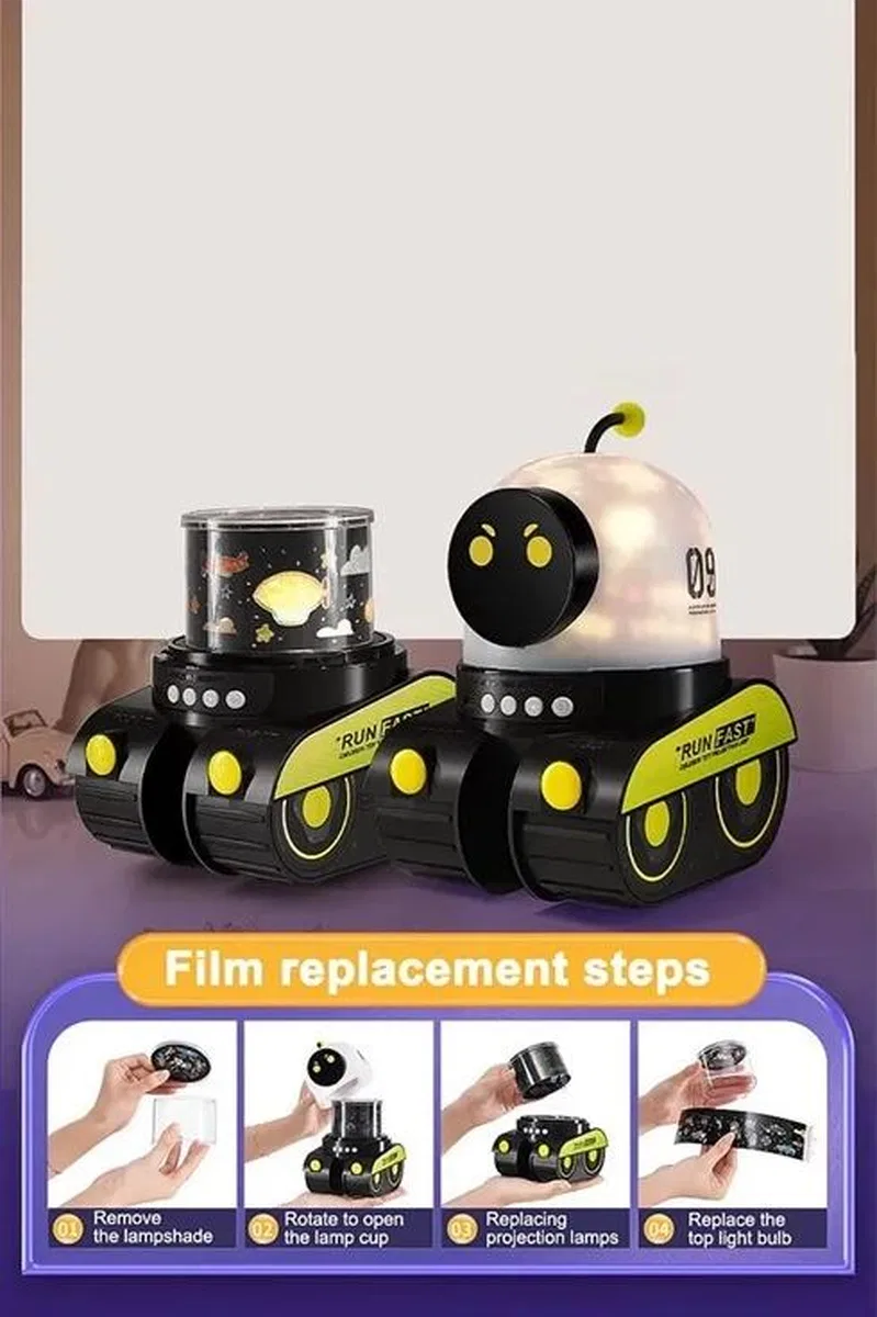 Robot Projeksiyon Gece Lambası Hoparlörlü Şarjlı Yıldızlı Gökyüzü Temalı Led Projeksiyon Lambası görsel 6