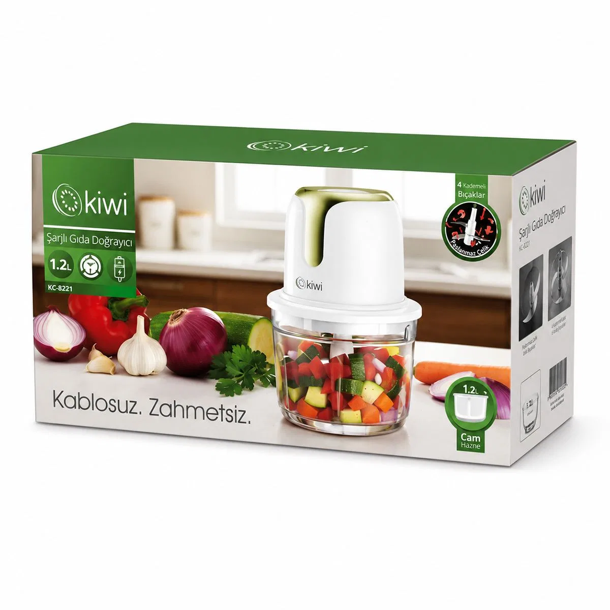 USB Type-C Şarjlı Mini Blender 3 Bıçak 1. 2L görsel 4