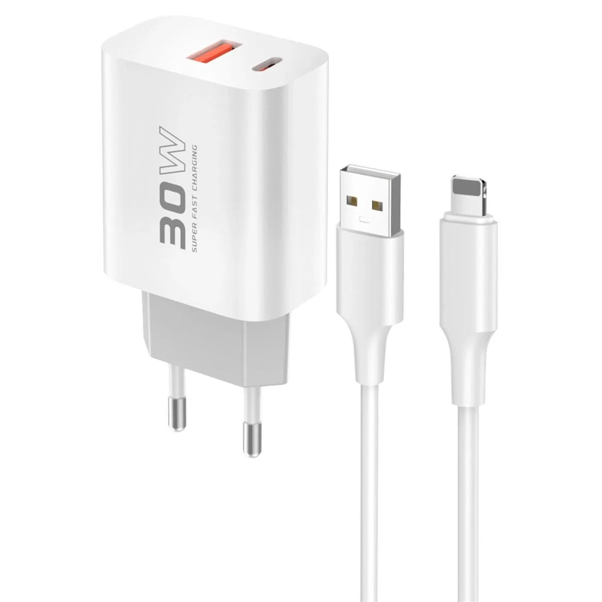 C89Q 1 Adet 30w Type-c Ve 1 Adet 22. 5w Usb Çıkışlı Ekstra Dl48 1m Usb To Lightning Kablolu Pd Şarj Cihazı - Beyaz