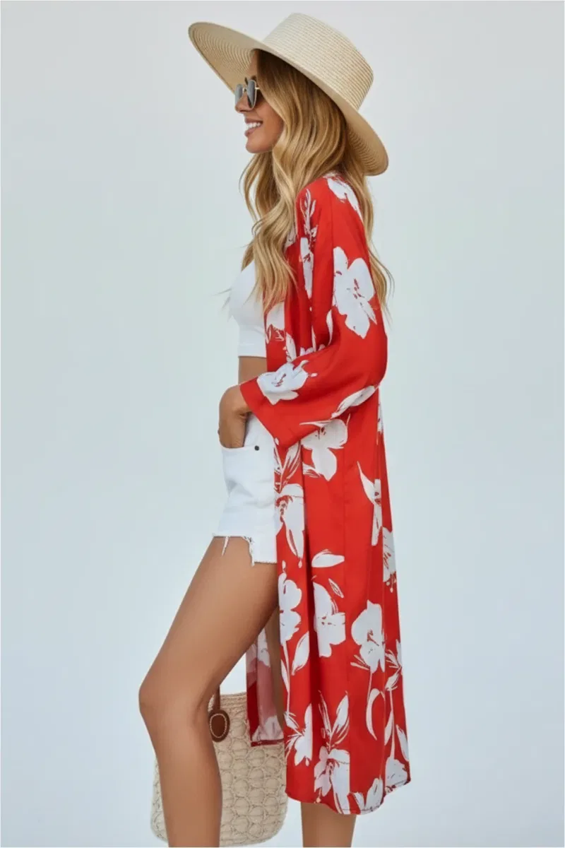 Kadın Belden Bağlamalı Şık Kimono görsel 3