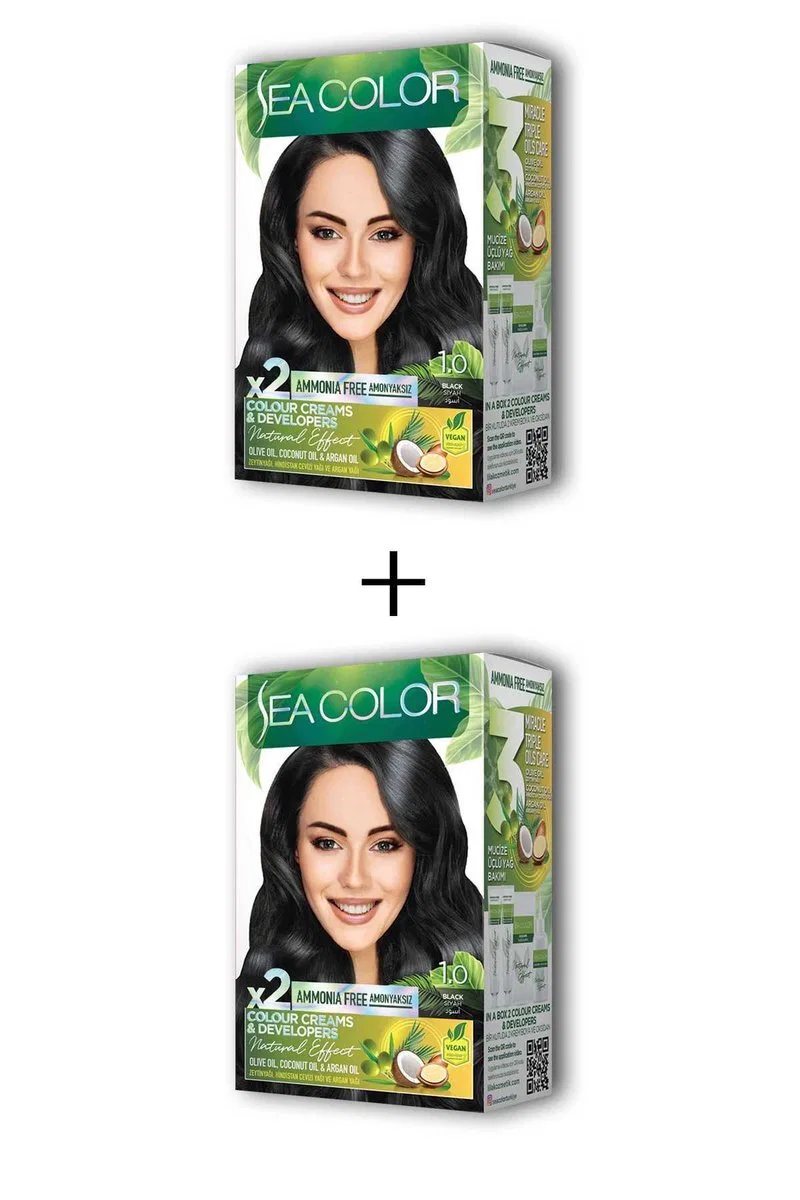 2X2 Tüp Krem Saç Boyası Seti Siyah No: 1. 0