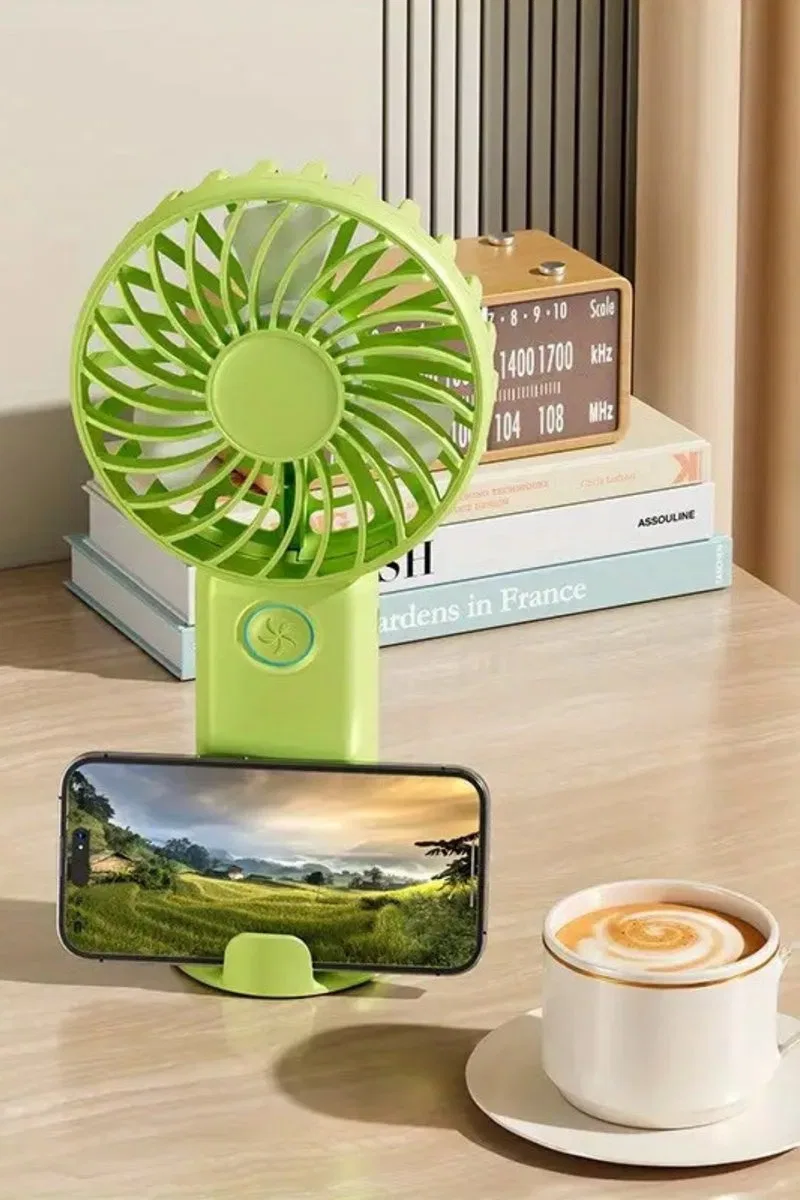 3 Hız Kademeli Şarjlı Sessiz El Vantilatörü Telefon Tutucu Özellikli El Masa Fanı görsel 3