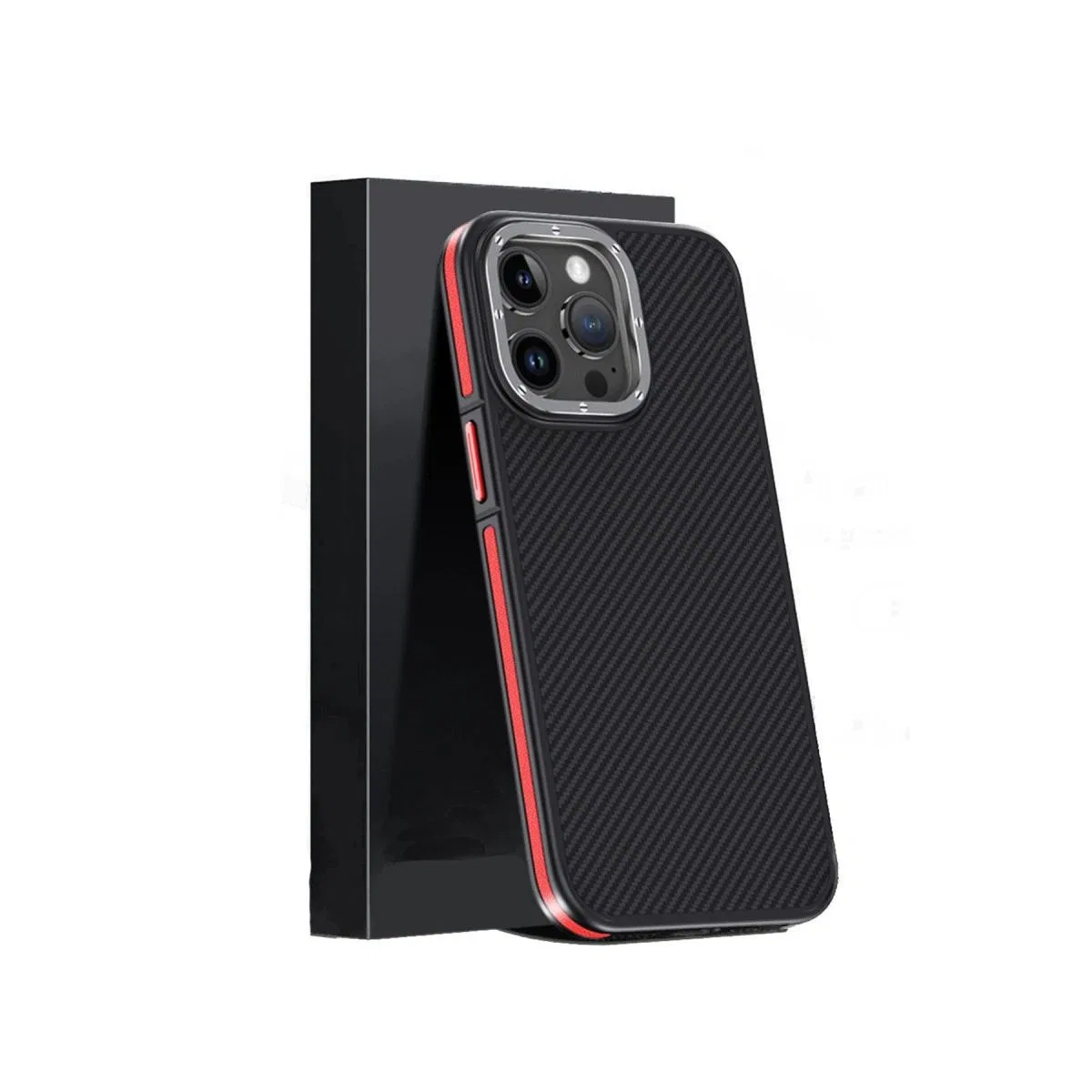Joko Apple İphone 15 Pro Max Kılıf Aramid 600d Kevlar Karbon Fiber Magsafe Kapak - Kırmızı görsel 2