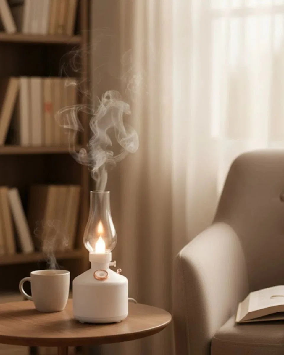Retro Led Işıklı 1200 Mah Şarjlı Aroma Difüzörü 280 Ml Su Kapasiteli