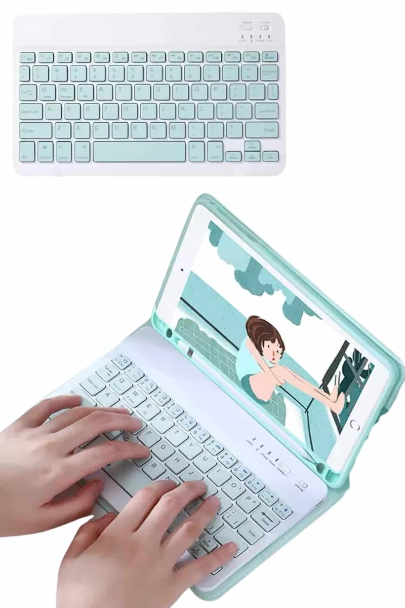 Uyumlu Kablosuz Bluetooth Şarj Edilebilir Mini Q Klavye görsel 3