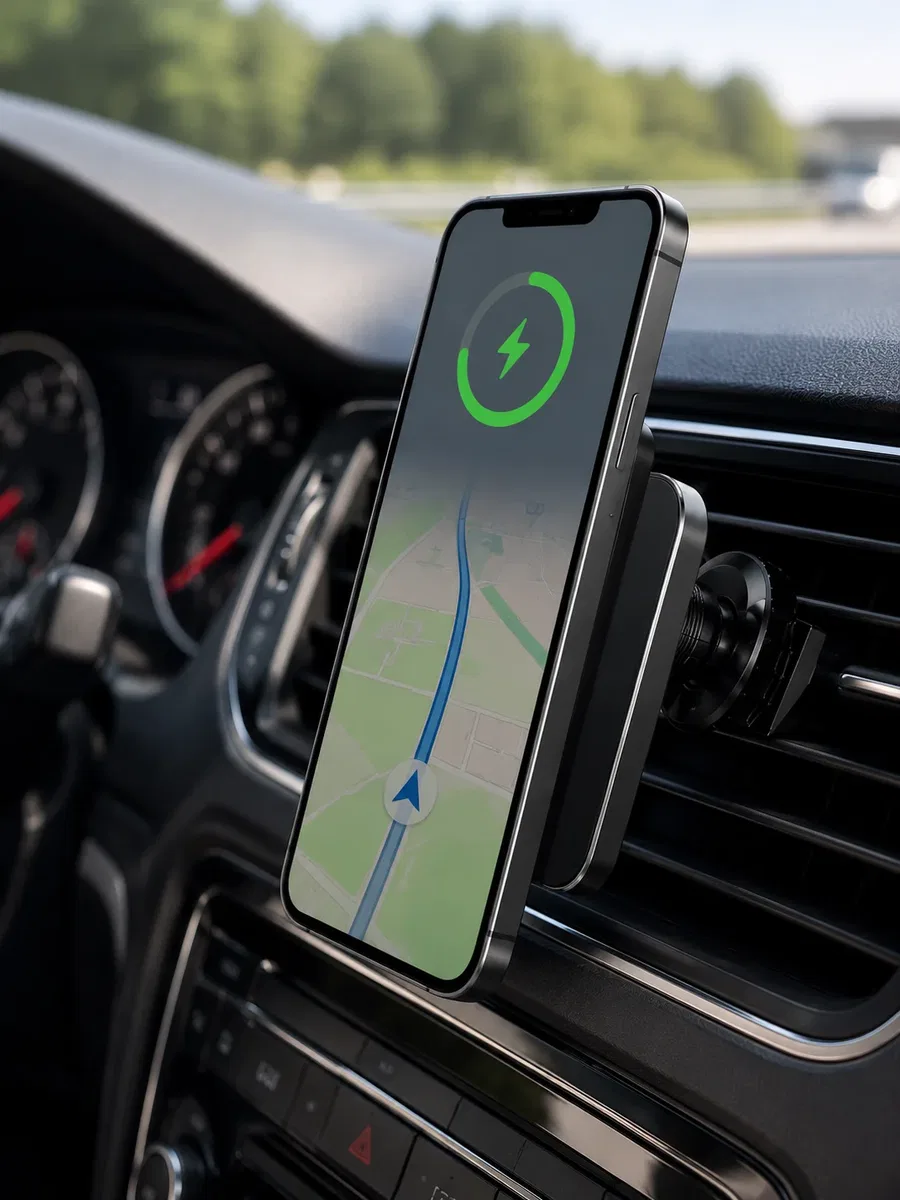 Manyetik Kablosuz Araç Şarj Cihazı 15W MagSafe Araç İçi Telefon Tutucu görsel 3