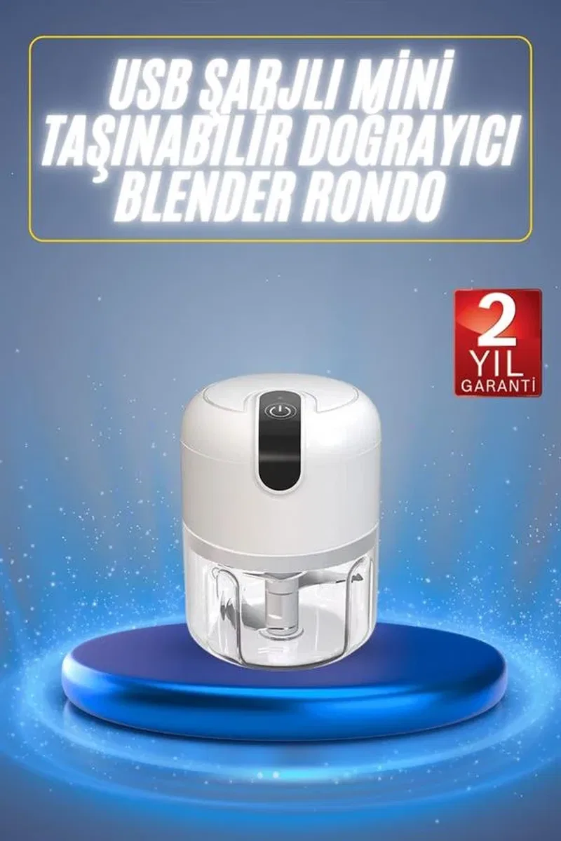 Mini El Rondosu Şarjlı Doğrayıcı Taşınabilir Rondo Blender 250 ML görsel 2
