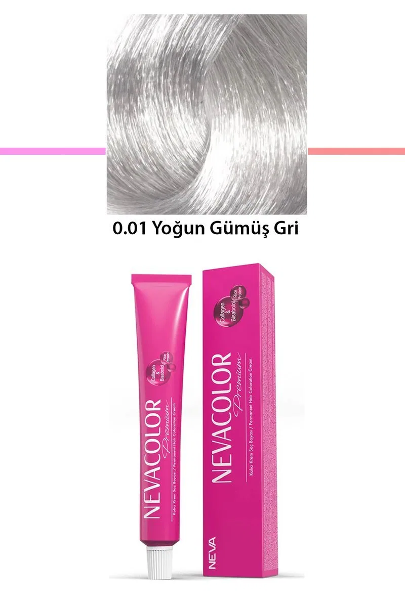 Premium 0. 01 Yoğun Gümüş Gri - Kalıcı Krem Saç Boyası 50 g Tüp