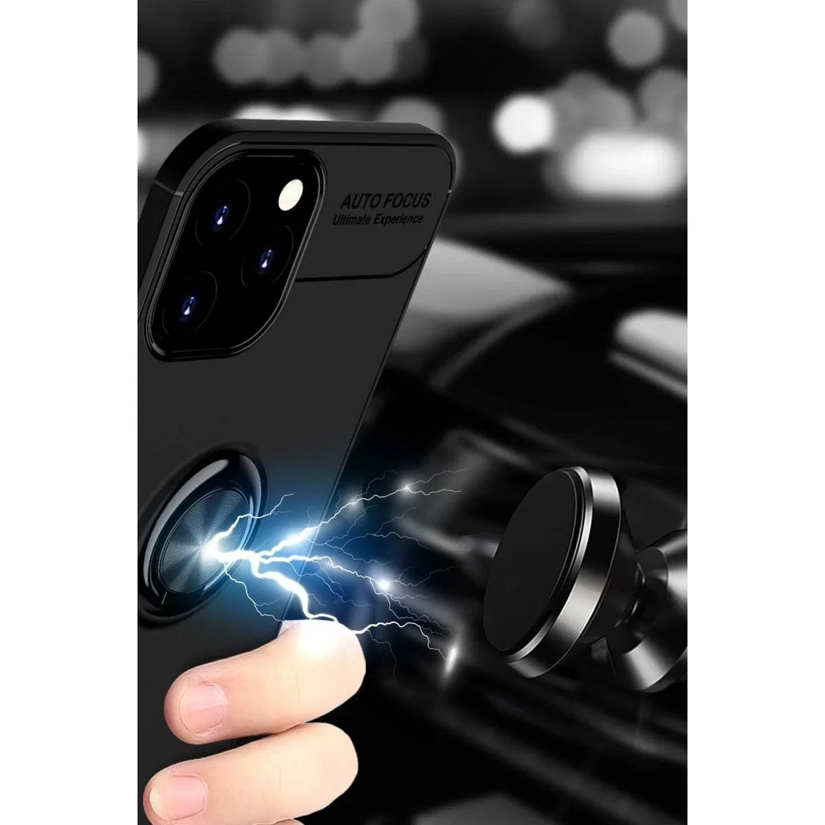 Apple İphone 12 Pro Max Kılıf Range Yüzüklü Silikon - Siyah-kırmızı görsel 4