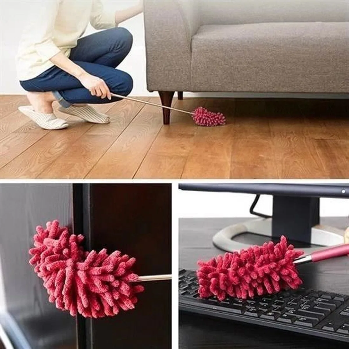 Teleskopik Mikrofiber Pratik Uzayabilen Toz Alma Fırçası Aparatı görsel 5