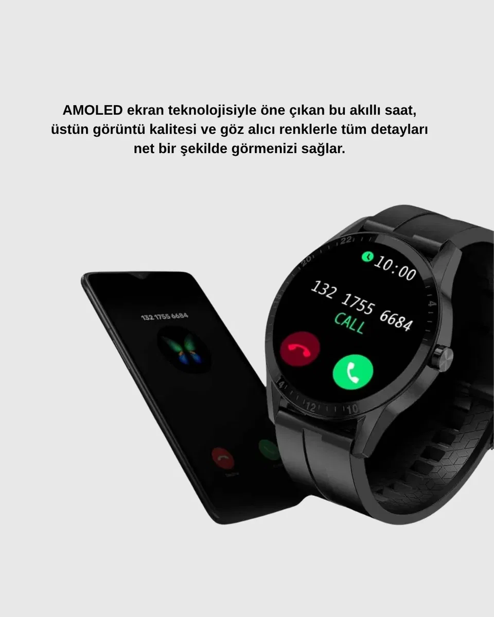 AMOLED Ekranlı Akıllı Saat – 3 Kordon Seçenekli, Suya Dayanıklı, Kalp Atış ve Uyku Takip Özellikli görsel 3